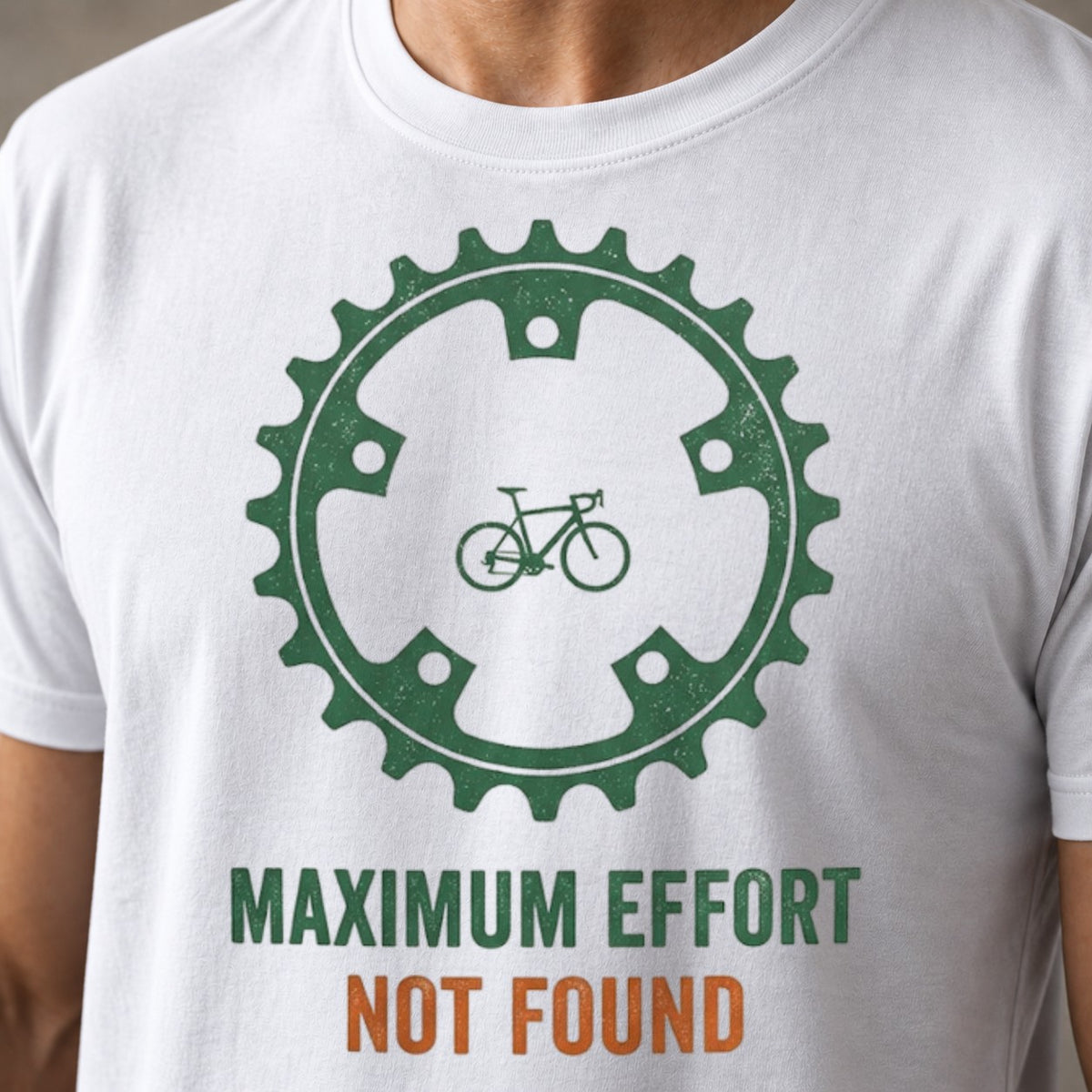 Effort Not Found funny mountain bike t-shirt in White — close-up of the print