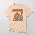 Riding Not Detected mountain bike t-shirt in Natural — 8-bit rider pushing his bike up a pixel climb to a 31% flag