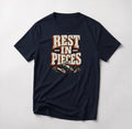 Rest In Pieces funny mountain bike t-shirt in Navy — Rest In Pieces lettering over scattered broken rear derailleur parts