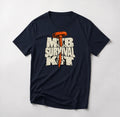 MTB Survival Kit funny mountain bike t-shirt in Navy — orange tubeless tire plug driven through cracked MTB Survival Kit letters